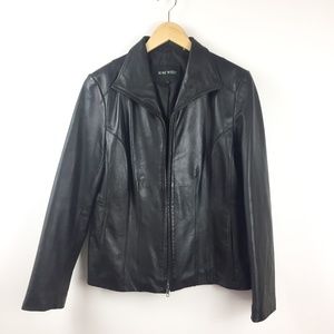 Nine West Genuine Leather Zip Front Jacket Large